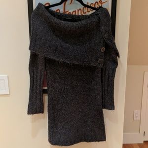 Cowl Neck Chunky Sweater Dress in heather grey